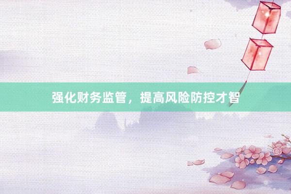 强化财务监管，提高风险防控才智